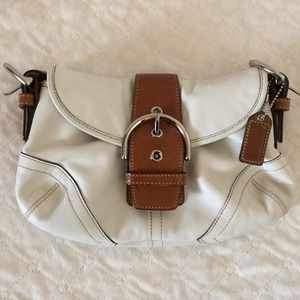 Coach, white & brown/tan mimi leather shoulder bag